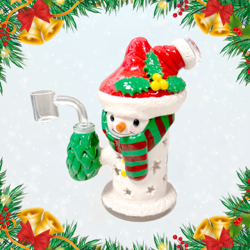 7 IN CHRISTMAS HOLIDAY SNOWMAN SANTA MINI GLASS WATER PIPE