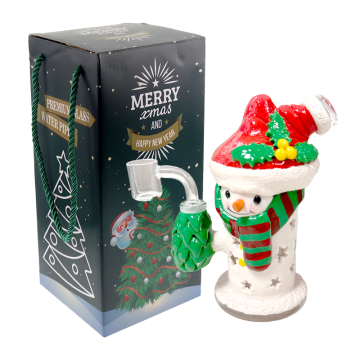 7 IN CHRISTMAS HOLIDAY SNOWMAN SANTA MINI GLASS WATER PIPE