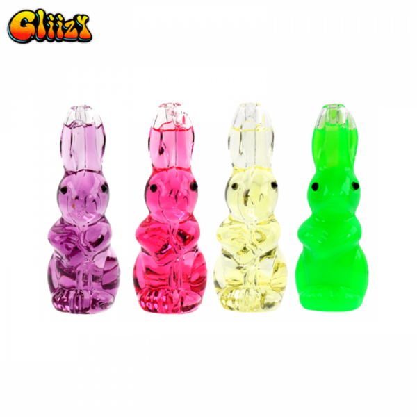 5 IN GLIIZY RABBIT GLYCERIN GLASS HAND PIPE