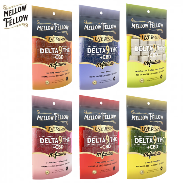 MELLOW FELLOW M-FUSION LIVE RESIN D9 + CBD GUMMIES 400MG/20CT/5PK