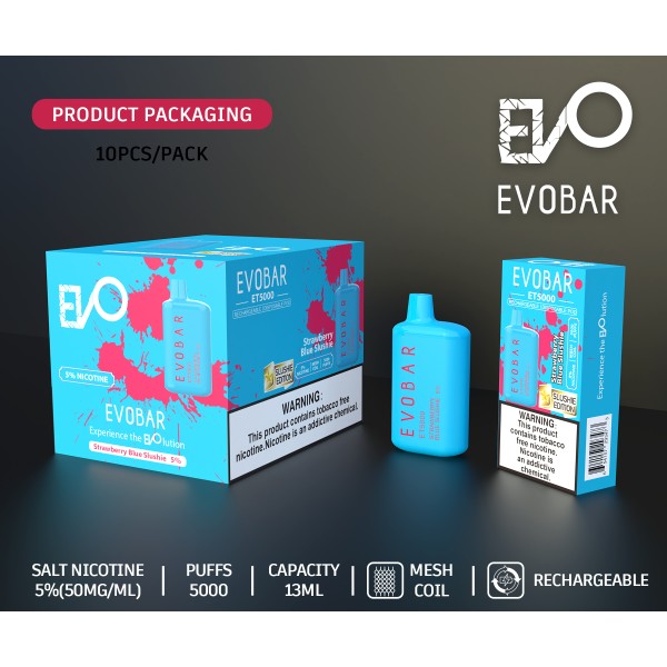 EVO BAR ET5000 SLUSHIE EDITION DISPOSABLE VAPE 10CT/DISPLAY - AK WHOLESALE EXCLUSIVE (CL)