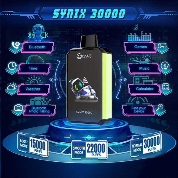 HELLO SYNIX 30000 PUFFS SMART PHONE DISPOSABLE VAPE 5CT/DISPLAY