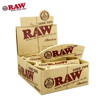 RAW MAESTRO CONE TIPS NATURAL PAPER & COTTON TIPS 24CT/BOX