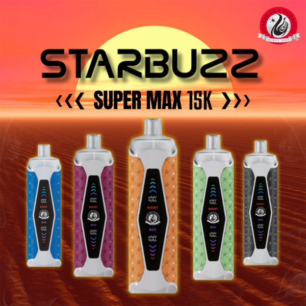 STARBUZZ SUPER MAX 15000 PUFFS DISPOSABLE VAPE 5CT/DISPLAY