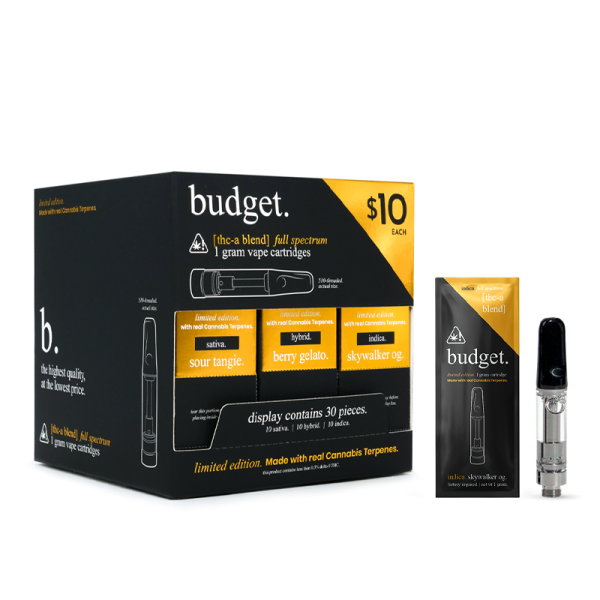 BUDGET D8 | HHC | THC-A LIMITED EDITION VAPE CARTRIDGE 1GM/30CT ASSORTED FLAVORS DISPLAY