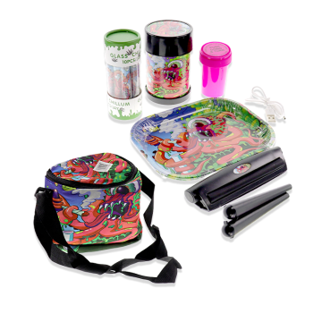 SMOKING ACCESSORIES SET ASSORTED DESIGN IN A DUFFLE BAG