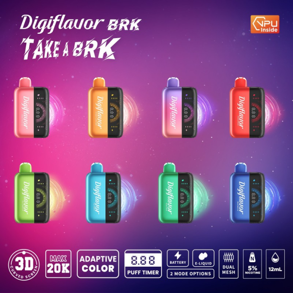 DIGIFLAVOR BRK POWERED BY GEEK BAR 20000 PUFFS DISPOSABLE POD 5CT/DISPLAY