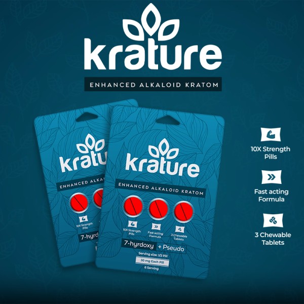 KRATURE 7 HYDROXY + PSEUDO KRATOM TABLETS 25MG/3CT/10PK