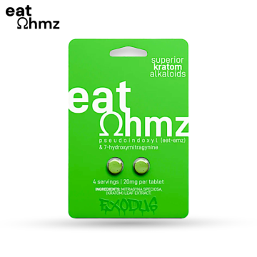 EAT OHMZ BY EXODUS 7-HYDROXY + PSEUDO KRATOM TABLET 20MG/2CT/20PK - GREEN