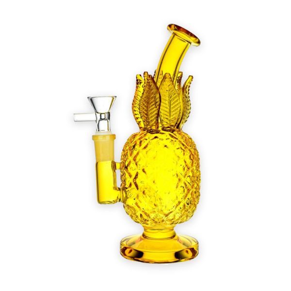 9 IN PINEAPPLE BENT NECK GLASS WATER PIPE