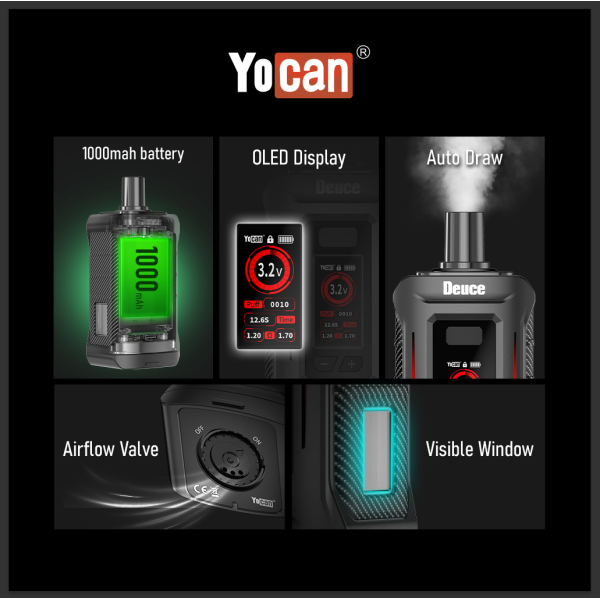 YOCAN DEUCE 510 THREAD DUAL CARTRIDGE VAPE BATTERY