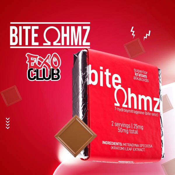 BITE OHMZ BY EXODUS 7 HYDROXY KRATOM CHOCOLATE 50MG/1CT/30PK