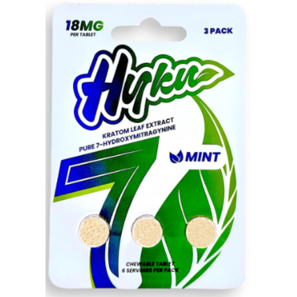 HYKU 7-HYDROXYMITRAGYNINE KRATOM TABLETS 18MG/3CT/30PK - MINT