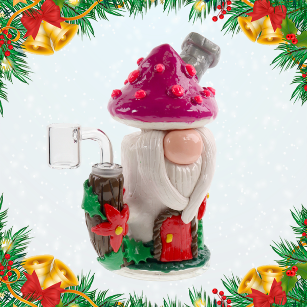 7 IN CHRISTMAS HOLIDAY MUSHROOM TREE HOUSE MINI GLASS WATER PIPE