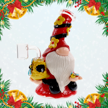 7 IN CHRISTMAS HOLIDAY SANTA CLAUS MINI GLASS WATER PIPE