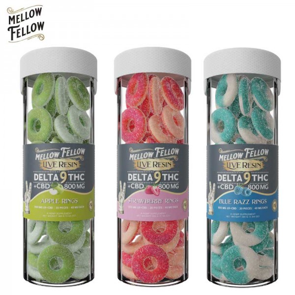 MELLOW FELLOW D9 LIVE RESIN GUMMIES 800MG/20CT/JAR