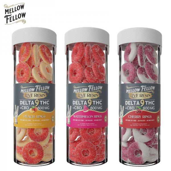 MELLOW FELLOW D9 LIVE RESIN GUMMIES 800MG/20CT/JAR