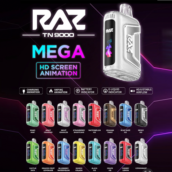 RAZ TN9000 DISPOSABLE VAPE 5CT/DISPLAY