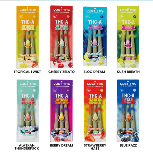 LOST THC VVS SUGAR DIAMOND SAUCE THC-A PRE ROLLS 1.65GM/3CT/10PK