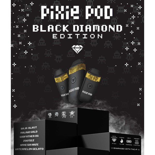 PIXIE POD BLACK DIAMOND EDITION THC-A DISPOSABLE VAPE 4GM/5CT/PK