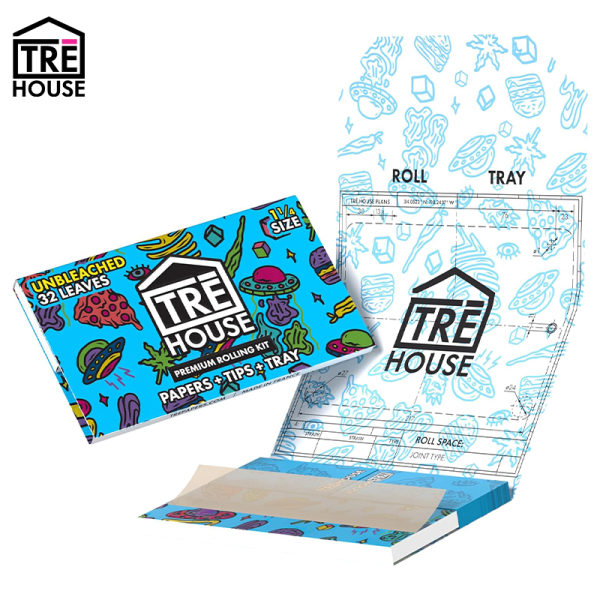 TRE HOUSE ROLLING PAPERS + TIPS + TRAY KIT 32CT/20PK