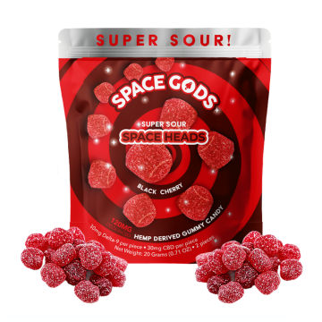 SPACE GODS D9 + CBD SUPER SOUR SPACE HEADS GUMMIES 120MG/2CT/30PK