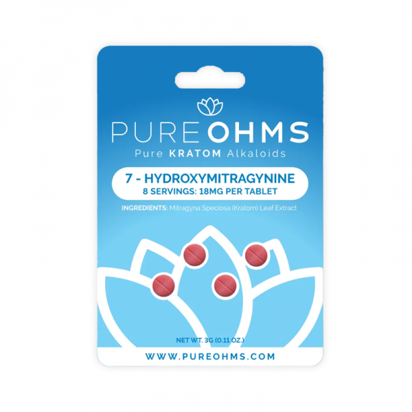 PURE OHMS 7-HYDROXYMITRAGYNINE KRATOM TABLET 18MG/4CT/10PK