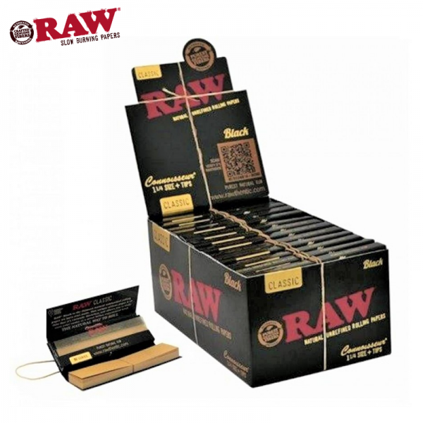 RAW BLACK CLASSIC CONNOISSEUR PAPERS W/ TIPS 24CT/PK