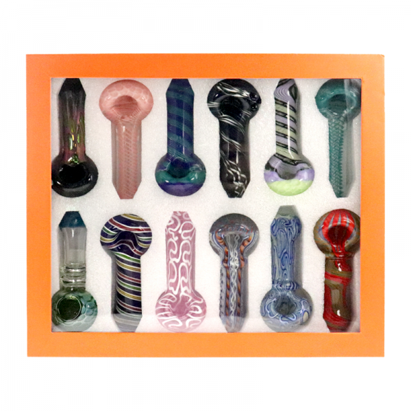 4 IN APEX FANCY GLASS HAND PIPE 12CT/DISPLAY