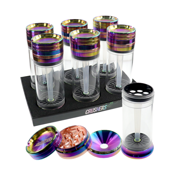 CRUSHERS 6.5 IN 5-PIECE 62MM W/ASHTRAY ASSORTED METAL HERB GRINDER