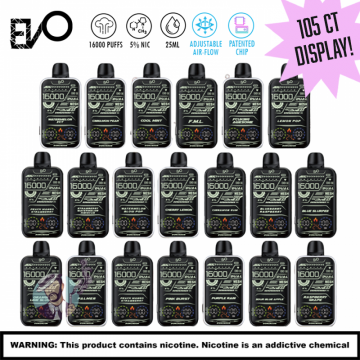 EVO DOMINION 16000 PUFFS DISPOSABLE LED DISPLAY PACK 105CT/DISPLAY - MIXED FLAVOR