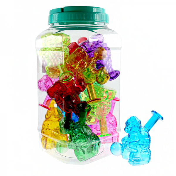 5 IN NINJA SNIFFER MINI GLASS WATER PIPE 14CT/ASSORTED COLOR JAR