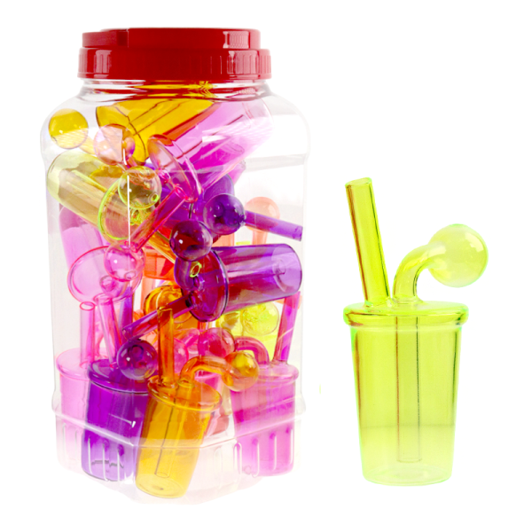 5 IN SNIFFER COLORED CUP MINI GLASS WATER PIPE 18CT/JAR