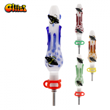 5 IN GLIIZY HONEYBEE STRAW GLASS NECTAR COLLECTOR