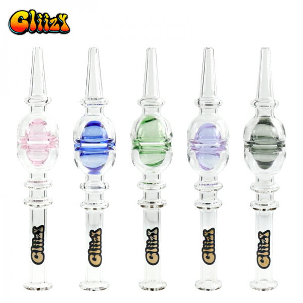 8 IN GLIIZY FAB EGG PERCOLATOR NECTAR COLLECTOR GLASS STRAW