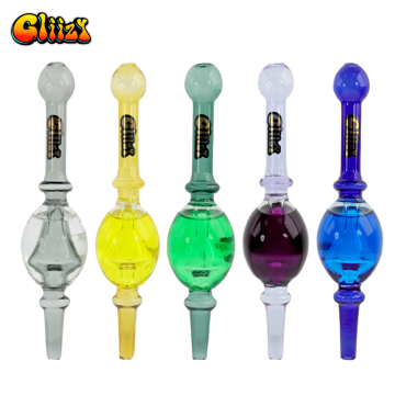 6.5 IN GLIIZY EGGY GLYCERIN HONEY STRAW GLASS NECTAR COLLECTOR