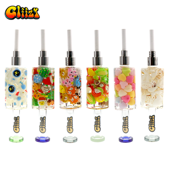 6 IN GLIIZY SYNER ASSORTED DESIGN GLASS NECTAR COLLECTOR