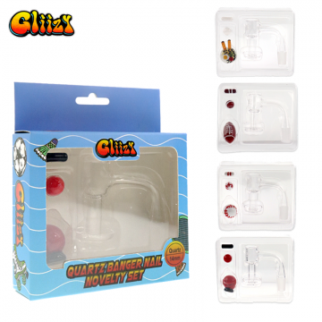 GLIIZY 14mm MALE  90° QUARTZ BANGER NOVELTY SET