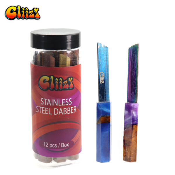 GLIIZY STAINLESS STEEL W/WOOD DAB TOOL 12CT/JAR