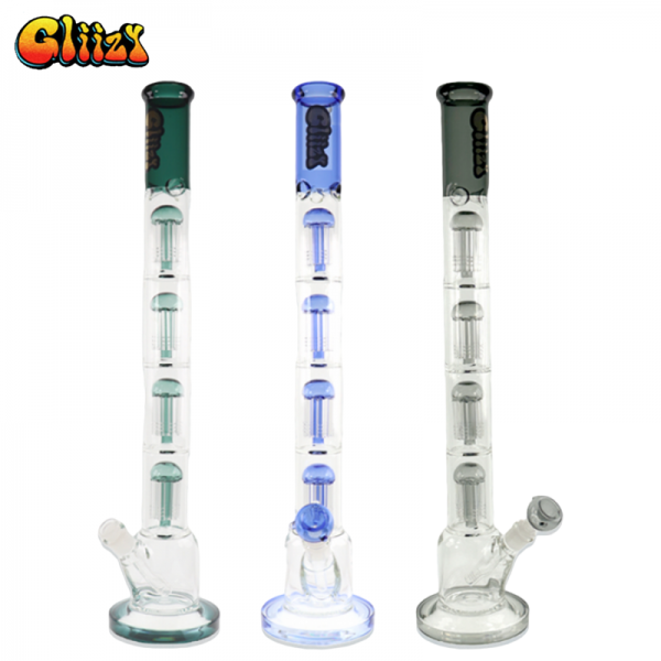 23 IN GLIIZY  4 CHAMBER 6 ARM TREE STRAIGHT PERCOLATOR GLASS WATER PIPE