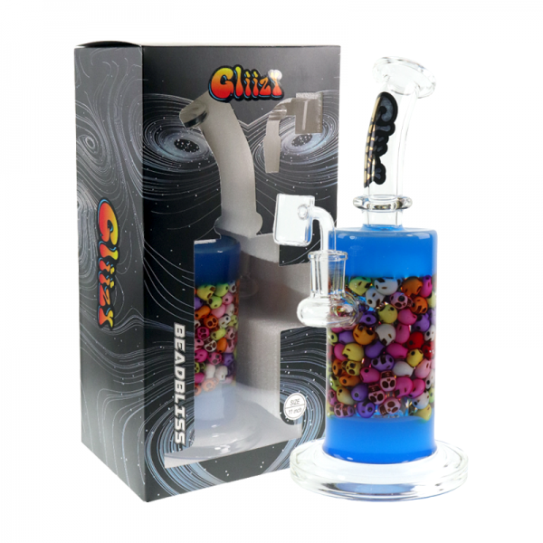 11 IN GLIIZY SKULL BEADBLISS GLASS WATER PIPE