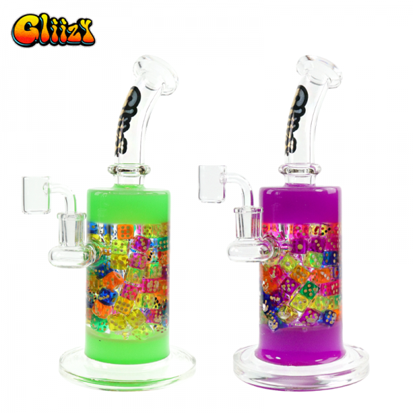 11 IN GLIIZY DICE BEADBLISS GLASS WATER PIPE