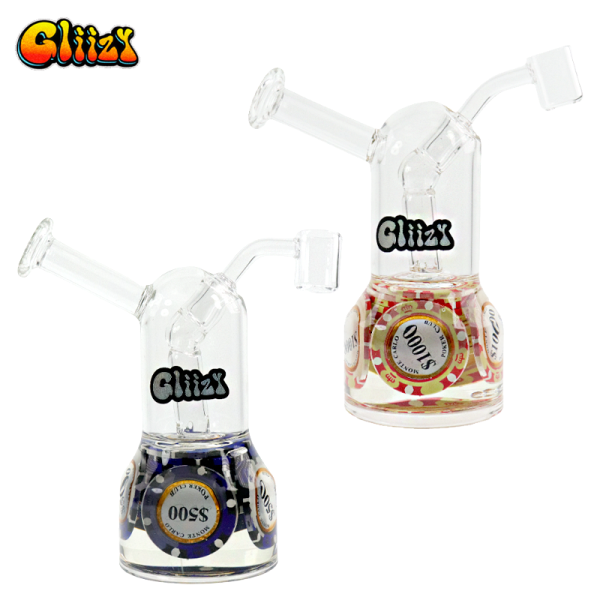 5.9 IN GLIIZY POKER CHIPS GLASS WATER PIPE