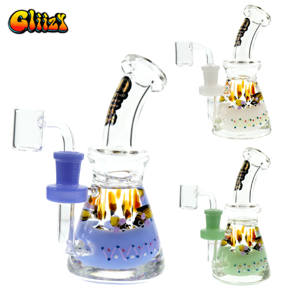 7 IN GLIIZY CHORD HONEYBEE GLASS DAB RIG