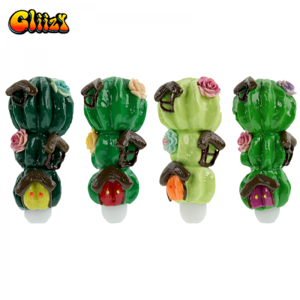 6 IN GLIIZY FLOWER CLAY HAND PIPE