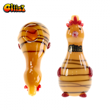 4.5 IN GLIIZY ROOSTER GLASS HAND PIPE