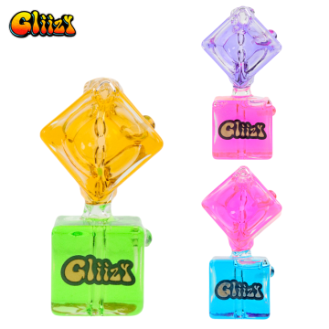 3.6 IN GLIIZY CUBELET GLASS HAND PIPE