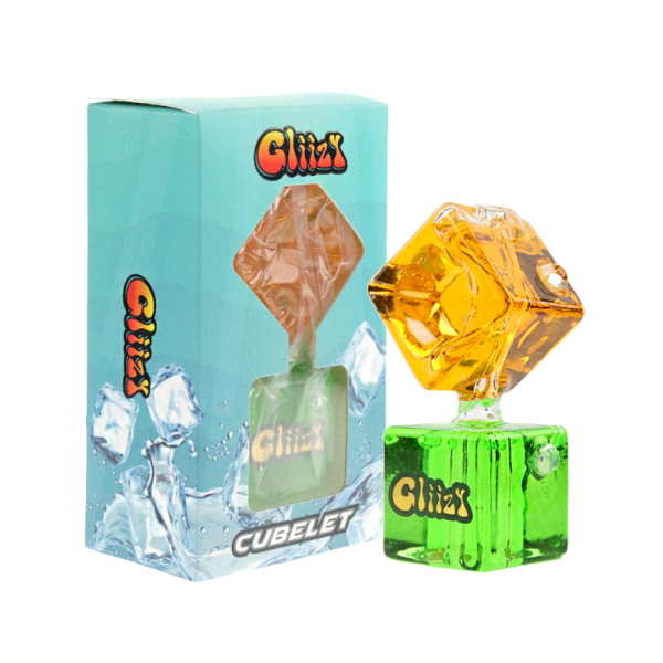 3.6 IN GLIIZY CUBELET GLASS HAND PIPE