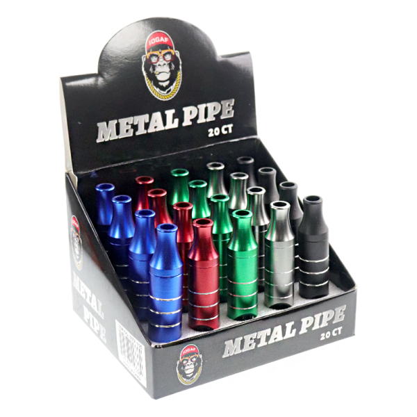 4.5 IN IDGAF METAL PIPE W/COLORED GLASS 20CT/DISPLAY