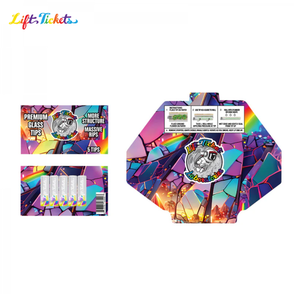 LIFT TICKETS GLASS TIPS + ROLLING TRAY 5CT/10PK